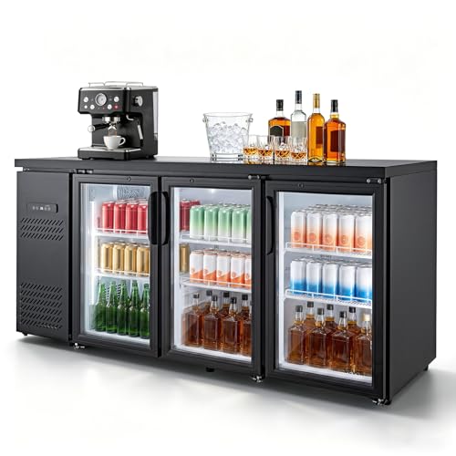 Image of VEVOR Back Bar Cooler, 19.6 Cu. Ft Counter Height Beverage Refrigerator, Commercial Bar Display Fridge w / 3 Glass Doors, LED Lighting, Fan Cooling Beer Wine Cooler for Pub, Merchandiser, Store