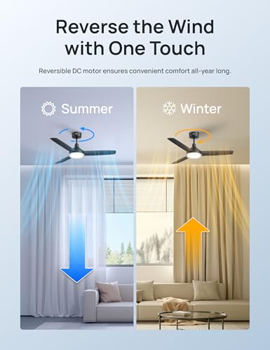 Image of DREO Ceiling Fan with Lights for Indoor /Outdoor, 42 inch Low Profile Ceiling fan with Light and Remote Control for Bedroom, 22dB Quiet DC Motor, Quick-Install, 6 Speeds, Reversible, Dimmable, 5CCT, Black