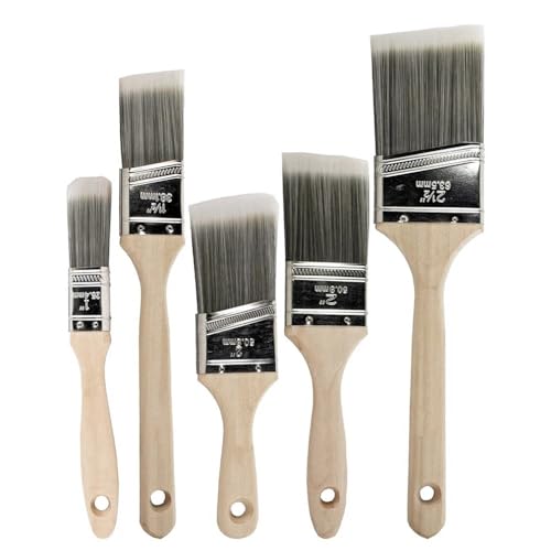 Paint Brush Set - 5 Piece Angle Brushes in Assorted Sizes, Treated Wood Handle, Walls, Stain Brush, Wall Paint Brushes, Furniture Paint Brushes for Painting Walls, Painting Brush 1 Paint Brush Set - 5 Piece Angle Brushes in Assorted Sizes, Treated Wood Handle, Walls, Stain Brush, Wall Paint Brushes, Furniture Paint Brushes for Painting Walls, Painting Brush