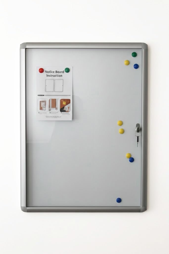 Schaukasten DIN 4 x A4 - Infokasten mit Magnetischer Whiteboard-Rückwand, Notiztafel, Abschließbarer Plakatschaukasten mit Schloss für Büro, Schule, Hotel - Wand-Montage - 50 x 67 x 3 cm