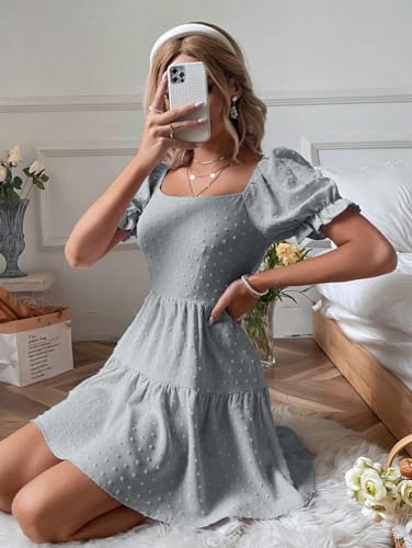 Image of Narecte Summer Dresses for Women 2026,Tie Backless Swiss Dot Mini Dress,Ruffle Hem Flowy Casual Dresses