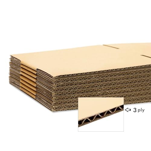 Image of BonKaso 3 Ply Brown Corrugated Packaging Packaging Box Size:12x10x8 inch, Pack of 10
