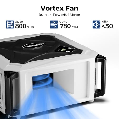 ALORAIR Hanging Intake Air Filtration Systems Woodworking 2 Stage Air Flow (580/780CFM) Remote Control, Shop Dust Collectors with Strong Vortex Fan for Garage, Work Shop, Home Use, Purecare 780