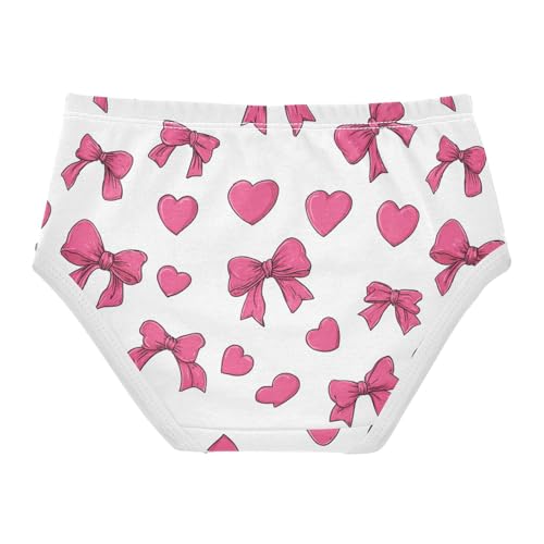 Wusikd Pink Bows Hearts Cute Girls' Underwear Cotton Girls Briefs Soft Toddler Underwear 2T2
