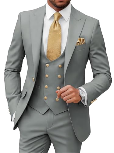 Wangyue 3 Piece Men's Suits Slim Fit Suits for Men Wedding Prom Tuxedo Suits Formal Business