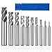 HSEAMALL HSS End Mill Cutter Set, 10-Piece, 2-12mm, 4 Flutes, CNC Milling Cutters for Metal