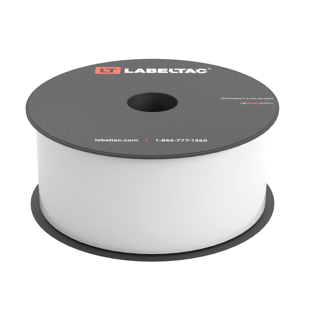 LabelTac Indoor/Outdoor Vinyl Label Supply, Industrial Label Tape for LabelTac 4 & Pro X Printers, Durable Facility & Warehouse Label Material - White
