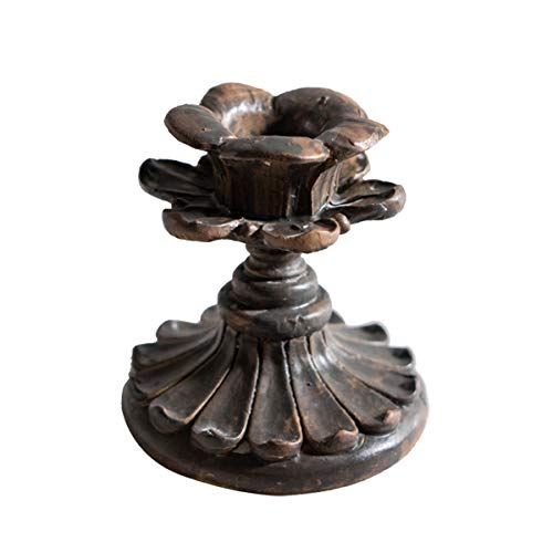 ZEXIN Vintage Carved Candle Holder Retro Resin Home Table Ornament Decor Candlestick Candlelight Dinner Ornaments SconceA