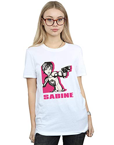 Star Wars Women's Rebels Sabine Boyfriend Fit T-Shirt White XXX-Large