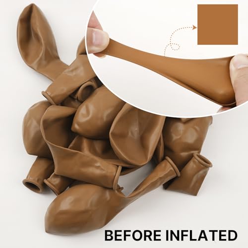 Image of PartyWoo Tan Balloons 101 pcs 12 Inch Boho Neutral Light Brown Coffee Fall Latex Helium Balloons for Graduation Birthday Safari Boy Baby Shower Jungle Cowgirl Woodland Party Decorations Brown-F10