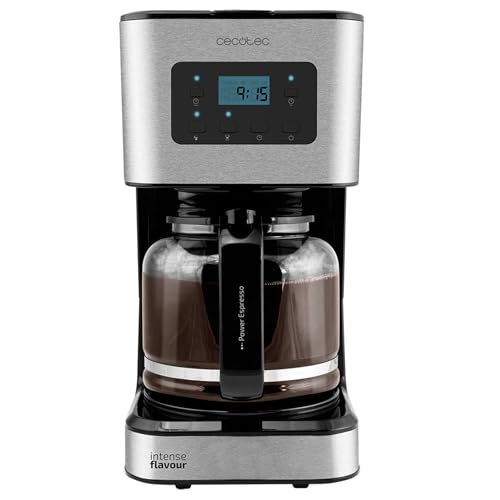 Cecotec Cafetera de Goteo Digital de 12 Tazas Coffee 66 Smart Aroma. 950W, Calentamiento Rápido y Función Recalentar, Jarra de Vídrio 1,5L, Acabado en Acero Inoxidable e Intensificador de Aroma