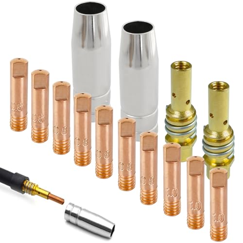 ZFKXGS 14PCS Accessoires de Soudage Gaz Kit de Pièces d'usures Consommables pour Torche de Soudage MB15AK MIG MAG Accessoires Kit 2 Buses à Gaz 2 Support...