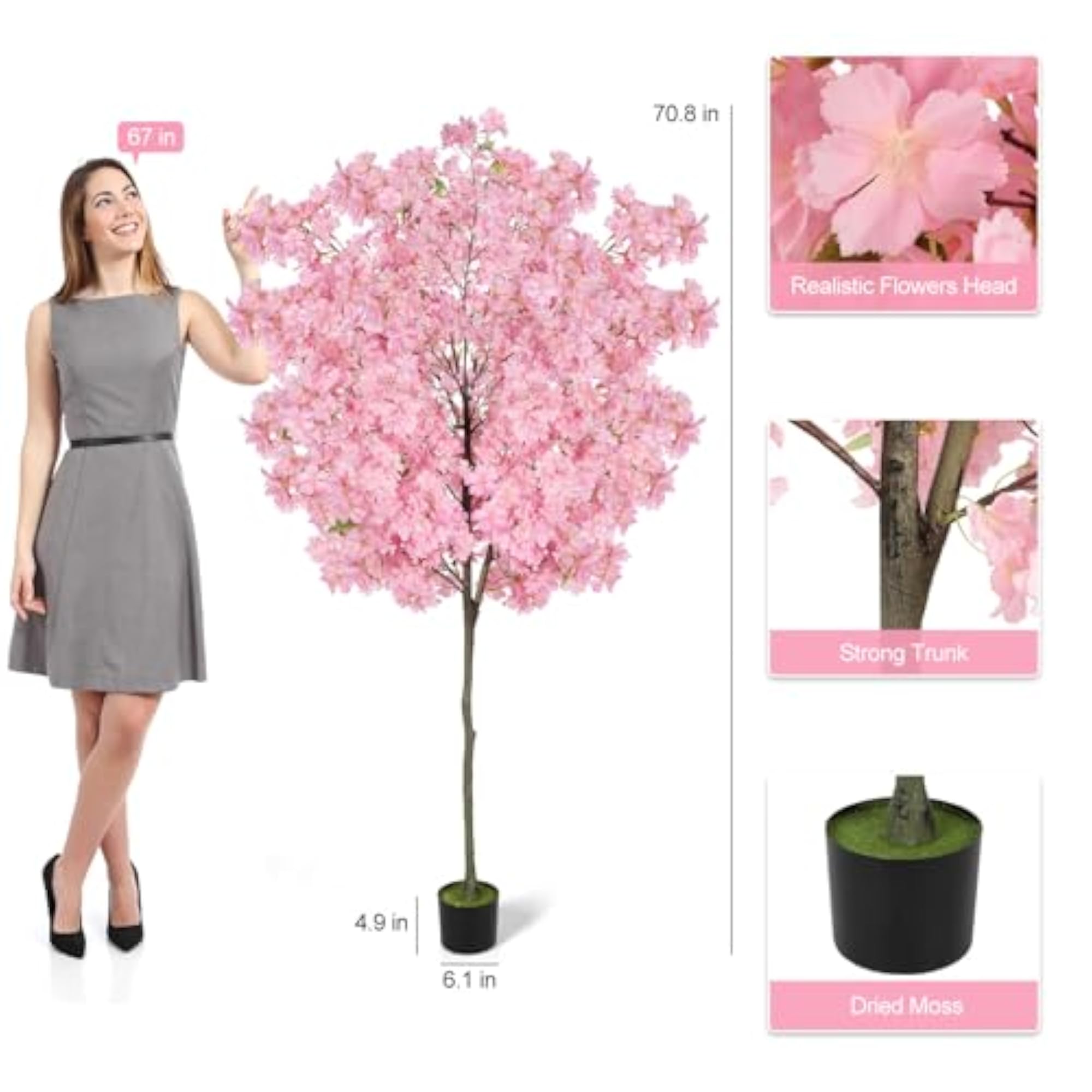 6Ft Tall Cherry Blossom Artificial Tree