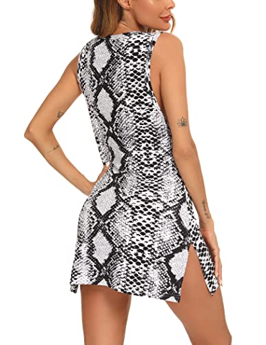 Image of YYA Sexy Tank Nightgowns for Women Sleeveless Sleep Shirts Chemise Night Lingerie Dress with Side Slit S-XXL