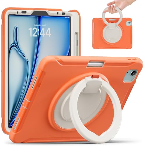 Étui pour iPad Pro 11 coque antichoc orange avec poignée rotative