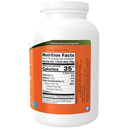 Now Supplements, Whole Psyllium Husks, Certified Organic, Non-Gmo Project Verified, Soluble Fiber, 12-Ounce #TOP1