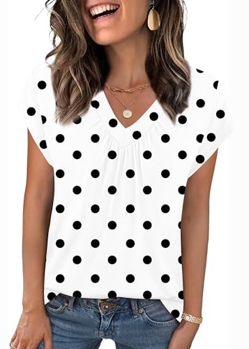 Zeagoo Polka Dot Top Short Sleeve Shirts for Women Cute...