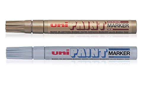 Uni-Ball "Blister Mediano de Bullet Tip Paint Marker Pen – Oro/Plata (2 unidades)