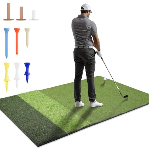 6x4ft Premium Golf Mat | Tri Turf Golf Hitting Mat | Golf Mats Practice Indoor, Outdoor, with Simulator | Thick Golf Training Mat | Large Golf mat for Swinging | Durable Golf Practice Mat with Tees