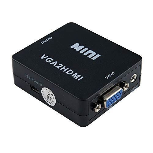 Mini VGAからHDMI 1080P オーディオビデオ変換アダプター フルHD VGAからHDMIオーディオビデオコンバーター 3.5mmオーディオミニUSBケーブル付き