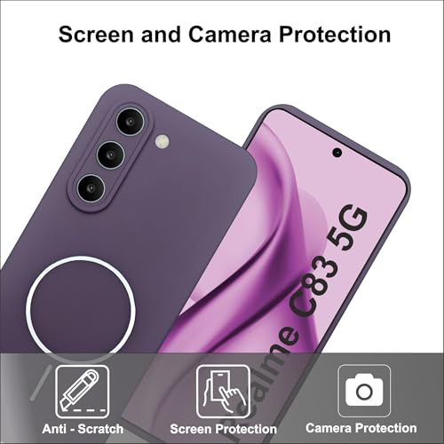 Image of Silicone Back Cover Case for Realme C83 5G | Soft Micro-Fibre Lining Inside | Magsafe Print On Back Side Camera Protection Bump | Shockproof