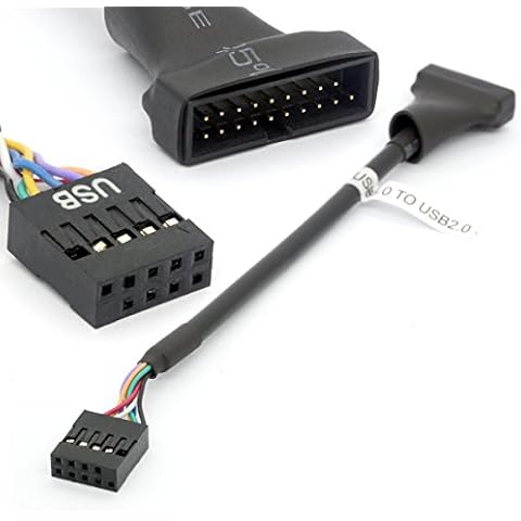USB 3.0 19 Pin Male To USB 2.0 9 Pin Female Motherboard Cable Adapter ale/Female Housing Converter (9Pin Female 12cm) Cover