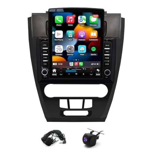 Bobuluo 4+64G Android 14 Car Stereo Radio Compatible for Ford Fusion 2010 2011 2012, 9inch Touch Screen with Wireless Carplay Android Auto Bluetooth WiFi HiFi/16 EQ FM/RDS SWC Mic