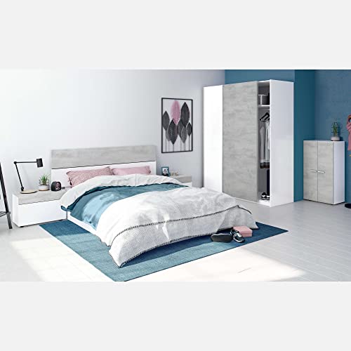 Miroytengo Conjunto Dormitorio Completo Habitación Principal Color Blanco Artik y Cemento (cabecero...