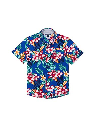 Tommy Hilfiger Boys' Adaptive Short Sleeve Button Up Shirt With Magnetic Closure, Cobalt, Sm #TOP13