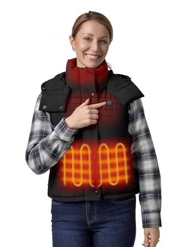 ORORO Women's Down Heated Cropped Vest with Battery, Lightweight Puffer Heating Vest (Charger Not Included)