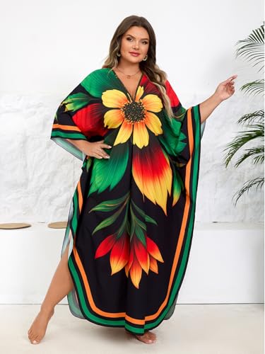 Image of Kaftan Dress for Women - Plus Size Caftan Maxi Beach Dress Moo Moos Loungewear, Swimsuit Cover Up for Beach, Pool or Vacation