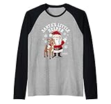 Rudolph Santa's Little Helper Vintage Christmas Cartoon Camiseta Manga Raglan