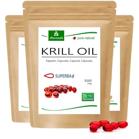 MoriVeda® Superba Premium Krillöl, 180 Kapseln mit revolutionärem Omega 3 Öl, verestertem Astaxanthin, Antioxidantien & Vitaminen I Zertifiziert durch USDA, ISO & MSC I 3x 60 St Cover