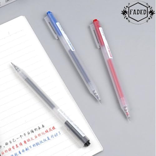 Image of Faded 0.5mm Blue Gel Pen Set - Smooth Writing Click Mechanism Pens with Quick Dry Ink, Comfortable Grip, Professional Office Pens for School, College, Exam, Journaling (6 Piece)