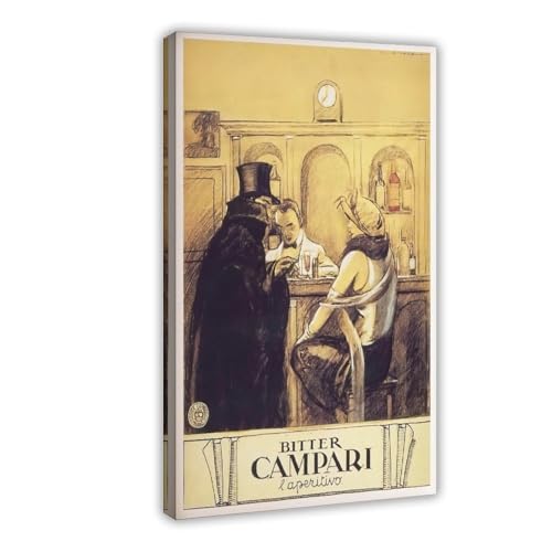 Póster de lienzo vintage de Bitter Campari para decoración de dormitorio, decoración de paisaje, regalo, 50 x 75 cm