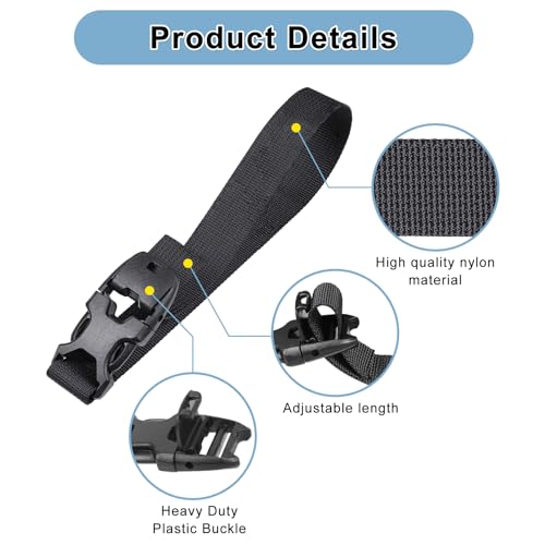 Image of Vigorport Utility Straps Quick Release Nylon Backpack Accessory Bag Strap,Adjustable for Hiking,Travel,Outdoor Sports-4 Pack (Black, 0.75''W-12''L)