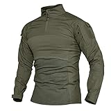 CRYSULLY Men Safari Shirt Fatigue Stylish Tactical Combat Woodland T-Shirts Army Green