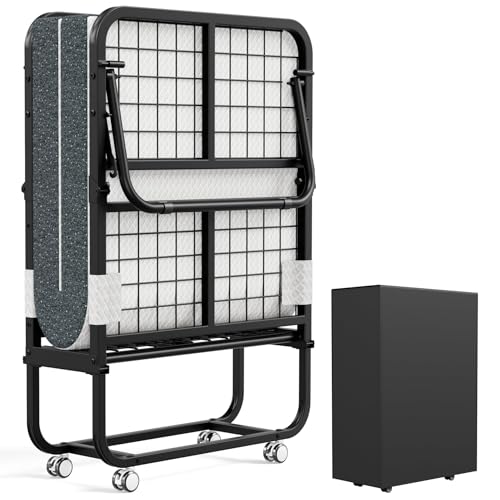 Yornoli Folding Bed with 12.5cm Thick Luxurious Memory Foam Mattress for Bedroom, Office