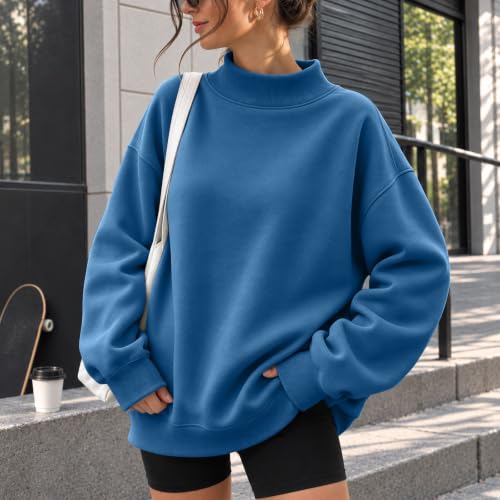 Mock Neck Oversized Sweatshirts for Women Pullover Tops Top Street - image 3