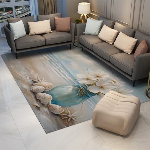 Tapis bleus lavables 120x150 poil bas moquette sol doux - 4