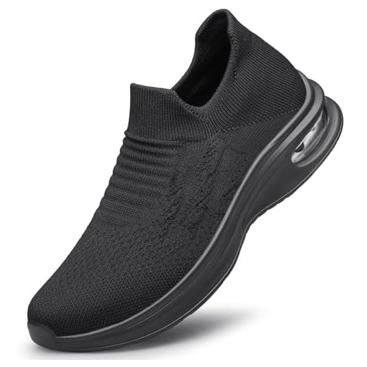 YHOON Mens Walking Shoes Slip on Lightweight Comfortable Running Shoes Workout Tennis Athletic Shoes Gym Sneakers Black Size 11