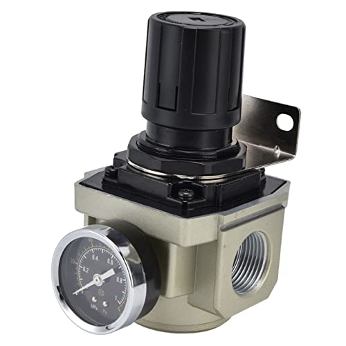 Cocoarm Régulateur de Pression d'air Valve de Pression en Alliage d'aluminium avec Jauge 0,05 à 0,8 MPa Affichage du Noyau en Cuivre Joint Résistant aux Fuites pour le Contrôle Pneumatique du