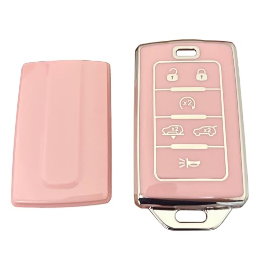WENHENI Keyless Entry Systems Key for Jeep Key Fob Cover Shell with Keychain Fit for 2021-2025 Grand Cherokee L Grand Wagoneer (6B Silver-Pink) by WENHENI - Used condition - Image 4