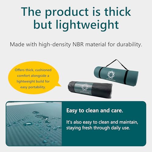 Image of Primasole Thick Yoga Mat, 1 /2-Inch Extra Thick NBR Mat with Enhanced Stability - Textured Design, Lightweight Mat with Carrying Strap & Case for Yoga, Pilates, Gym & Home Use (Multiple Colors)