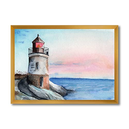 Déco murale A Lighthouse On A Rock Shore encadrée premium