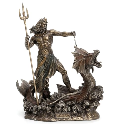 Figura de Poseidón 9 1/4 in Resina con Acabado Bronce