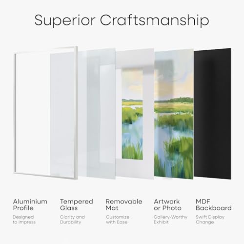 Image of Homeforia 19.25x26.75 White Puzzle Frame, High End Metal 19.25 x 26.75 Picture Frames without Mat, 26.75x19.25 Thin Poster Frame for Wall, 19.25by26.75 Puzzle Frames, Tempered Glass, Wall Kit, Set of 1