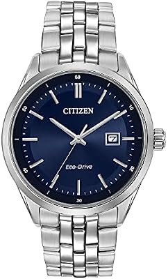 Citizen Men's Classic Addysen Eco-Drive Watch, 3-Hand Date, Sapphire Crystal, Stainless/Blue Dial, 4...
