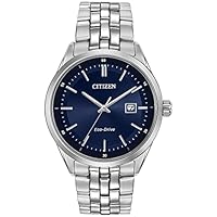Citizen Men's Classic Addysen Eco-Drive Watch, 3-Hand Date, Sapphire Crystal, Stainless/Blue Dial, 41mm (Model: BM7251-53L)