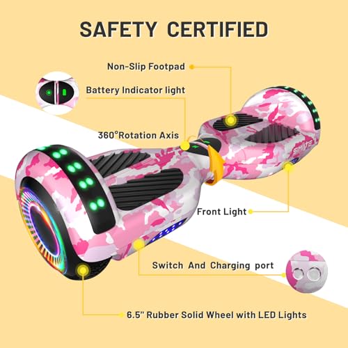 Image of SIMATE Hoverboard, Bluetooth All Terrain Hover Boards with LED Lights and APP Control, Gifts for Kids Adults Girls Boys, for All Ages